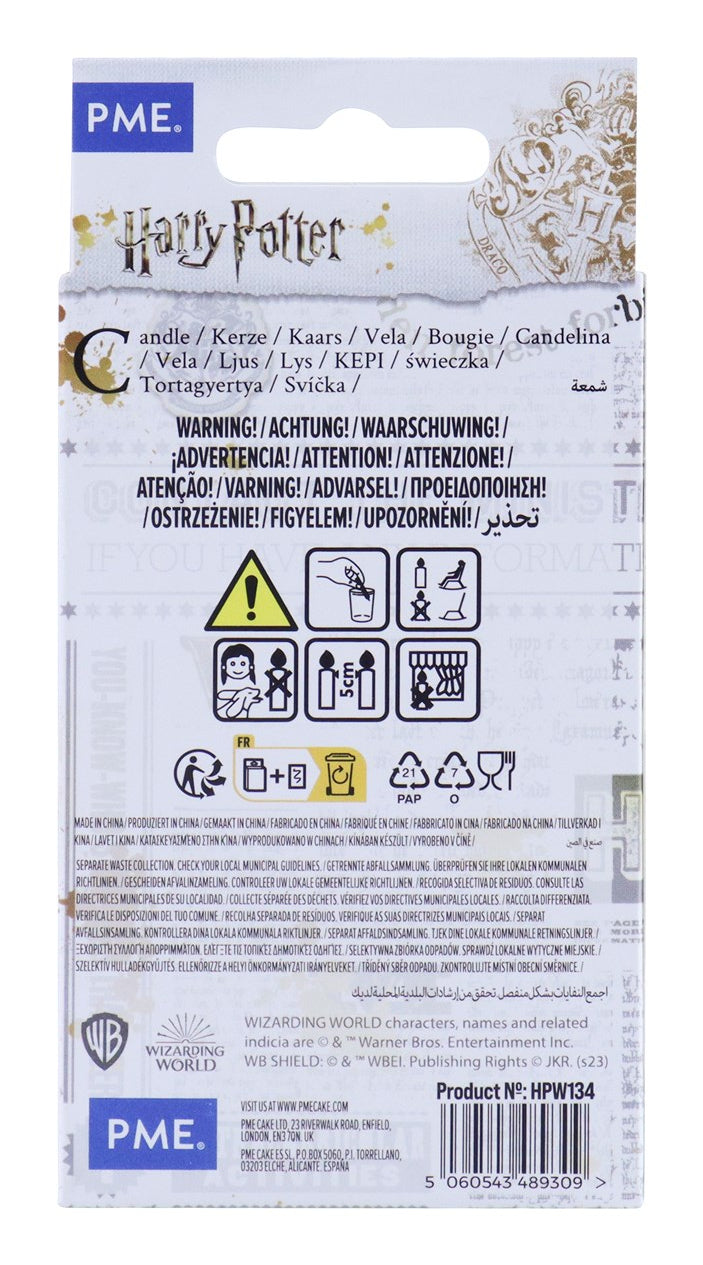 PME Geburtstagskerze Zahl 4 Harry Potter – Weiss – 5,7 × 7 cm – 1 Stk