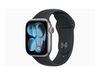 Apple Watch Series 11 42 mm GPS + Cellular – Aluminium Grau, Sportarmband, Schwarz, M/L, 50 m, für iPhone