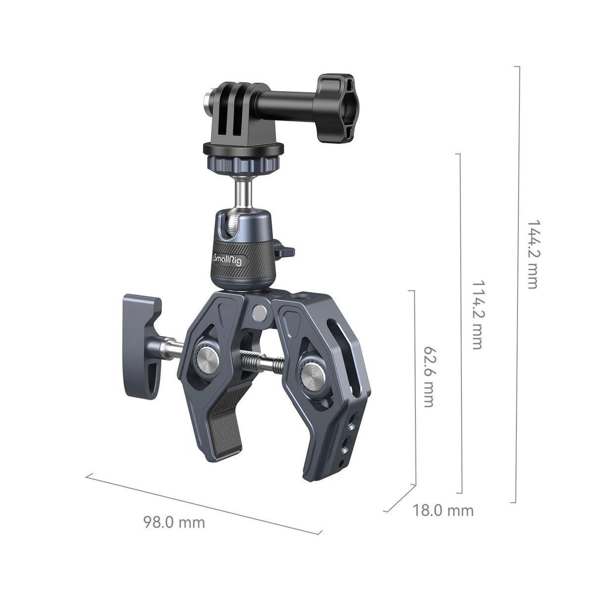 SmallRig Super Clamp mit 360° Kugelkopf – 1/4" Montage, bis 6,5 cm Spanndicke – für Action-Cams – Schwarz
