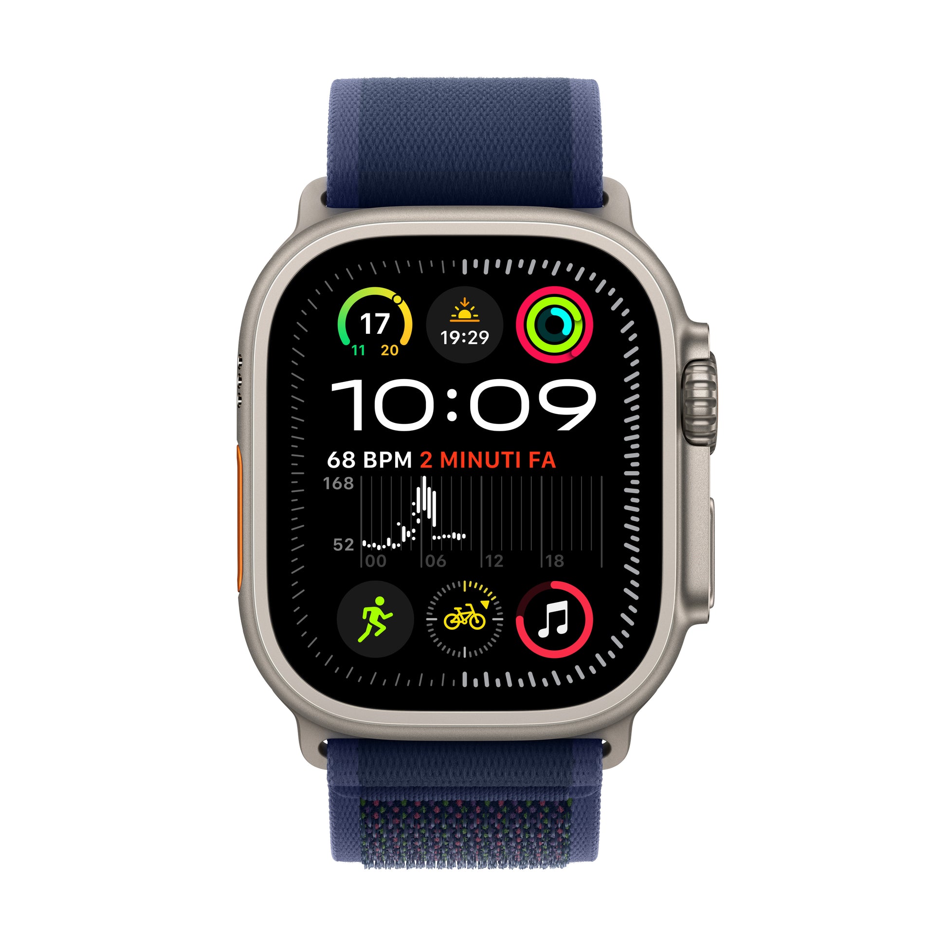 Apple Watch Ultra 2 – Smartwatch – 49 mm, LTE, OLED, Saphirglas, 100 m, Naturtitan, Blau, M/L, Trail Loop