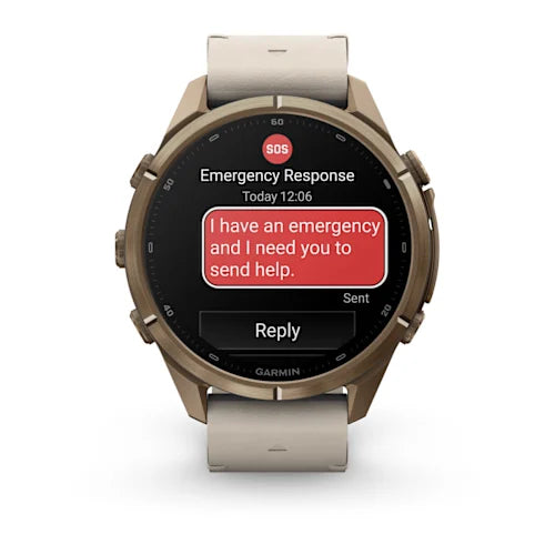 Garmin fēnix 9 Pro 43 mm GPS + Cellular – Titan Gold, Cremefarben, 100 m, für Android, iPhone