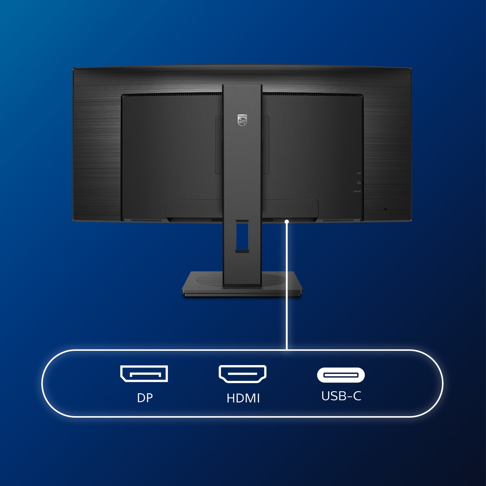 Philips 346B1C/00 – Monitor, 34", VA, 100 Hz, 300 cd/m², KVM, USB-C, Gebogen, VESA 100 × 100, Schwarz
