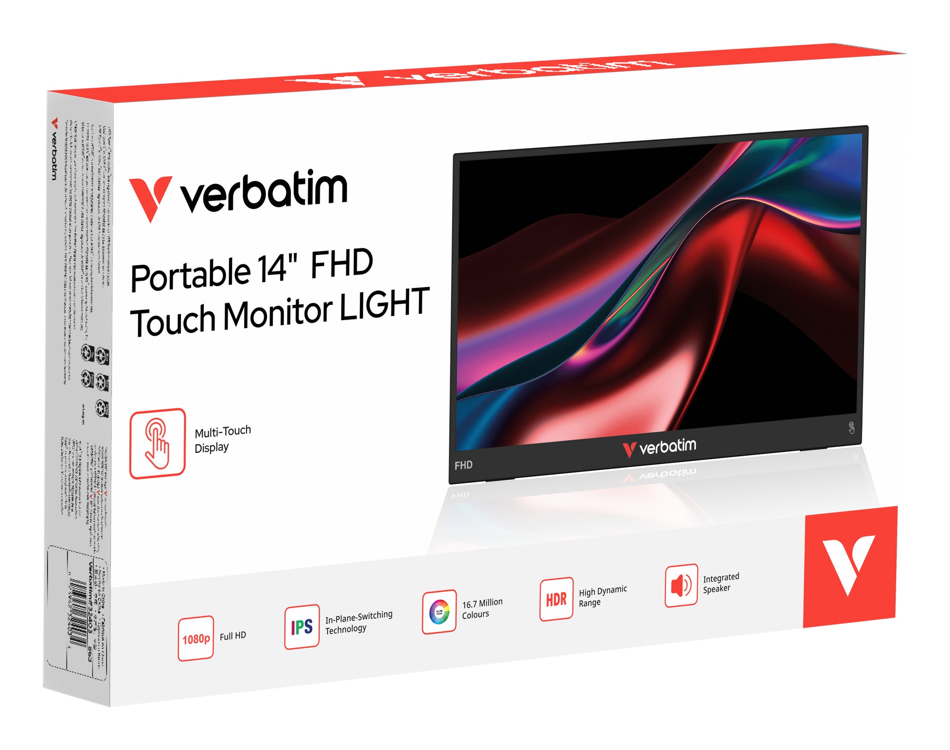 Verbatim 14" Touch, 1920 × 1080 (Full HD), IPS, HDR