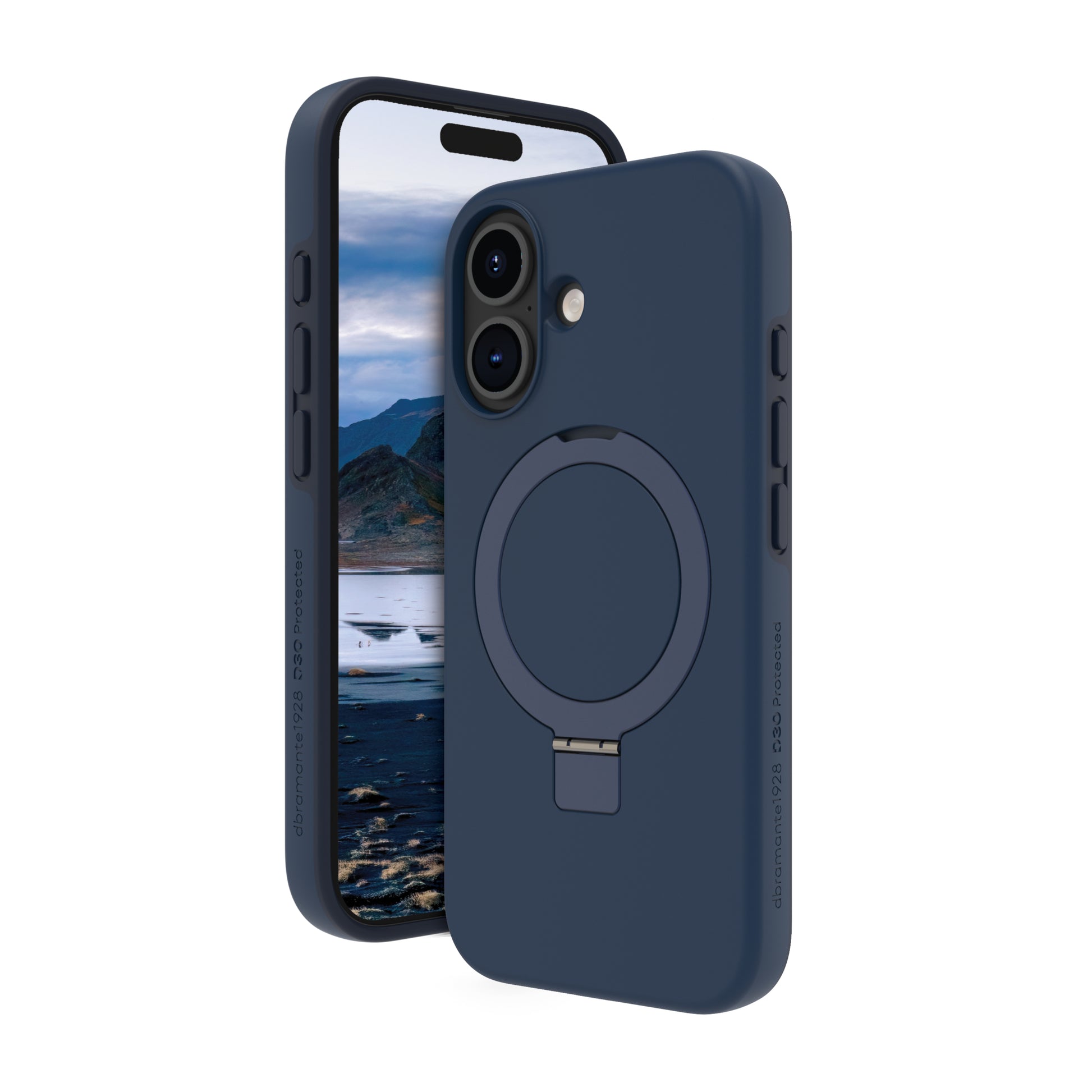 dbramante1928 Iceland Ultra D3O Backcover – für Apple iPhone 16 Plus, mit Ständer, Recycelter Kunststoff, Blau