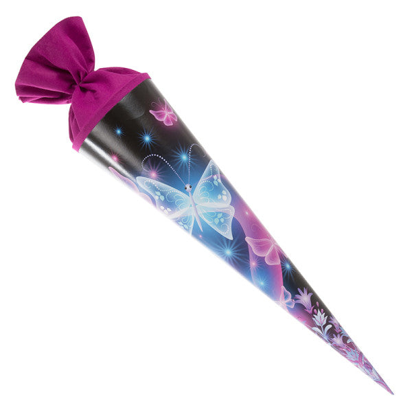 Goldbuch Schultüte ohne Inhalt – Schmetterling – 70 cm, rund, Karton, Tunnelzug