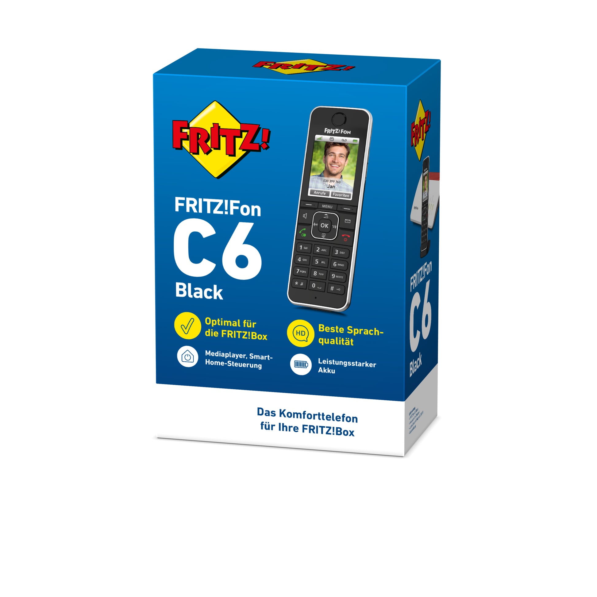 FRITZ! AVM FRITZFon C6 – DECT-Telefon mit Basis, freisprechen, mit AB, für FRITZBox/DECT-Basisstation, schwarz