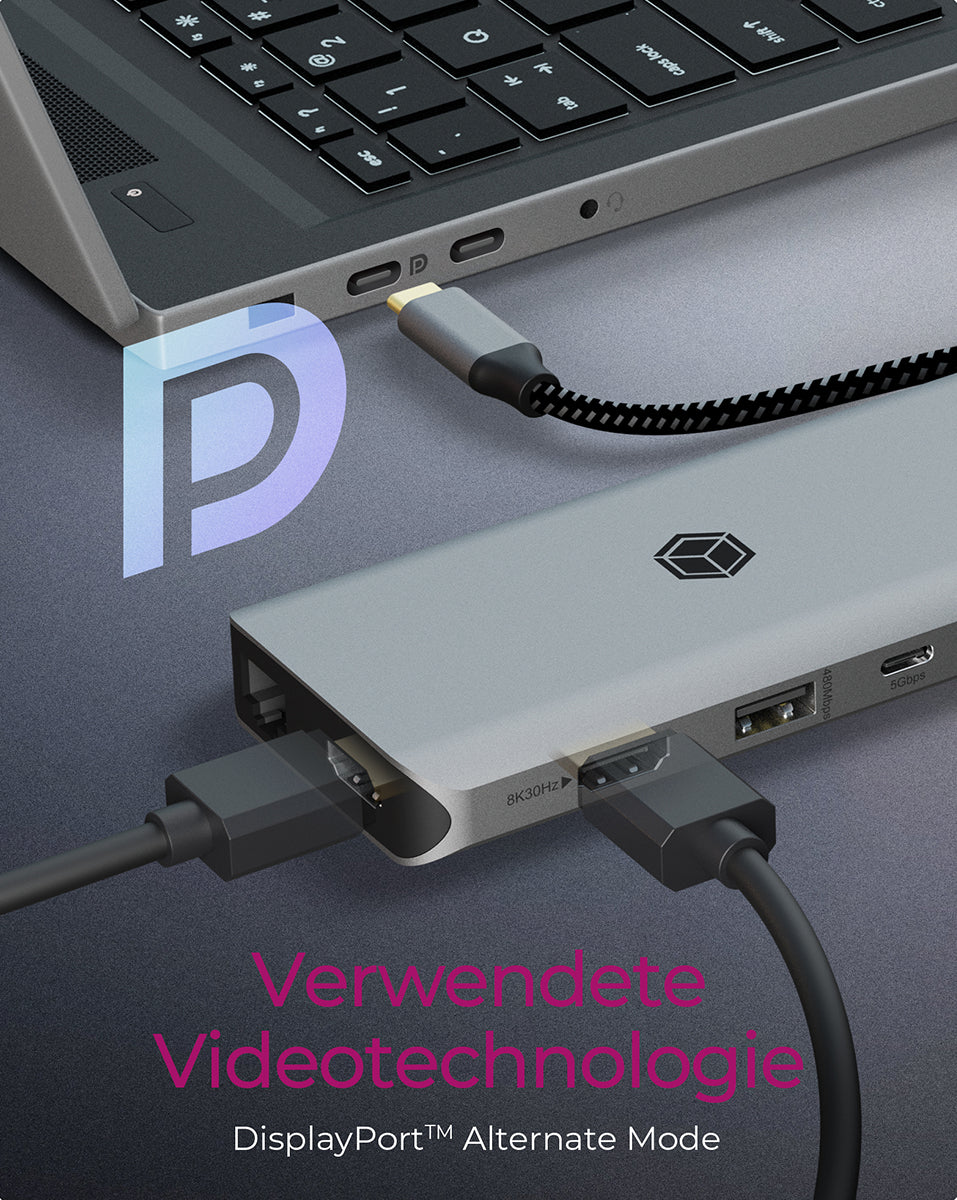 ICY BOX IB-DK4061-CPD Dockingstation – USB-C, 2× HDMI, 2× USB-A, 2× USB-C, 100 W PD, GbE, 3,5 mm Audio