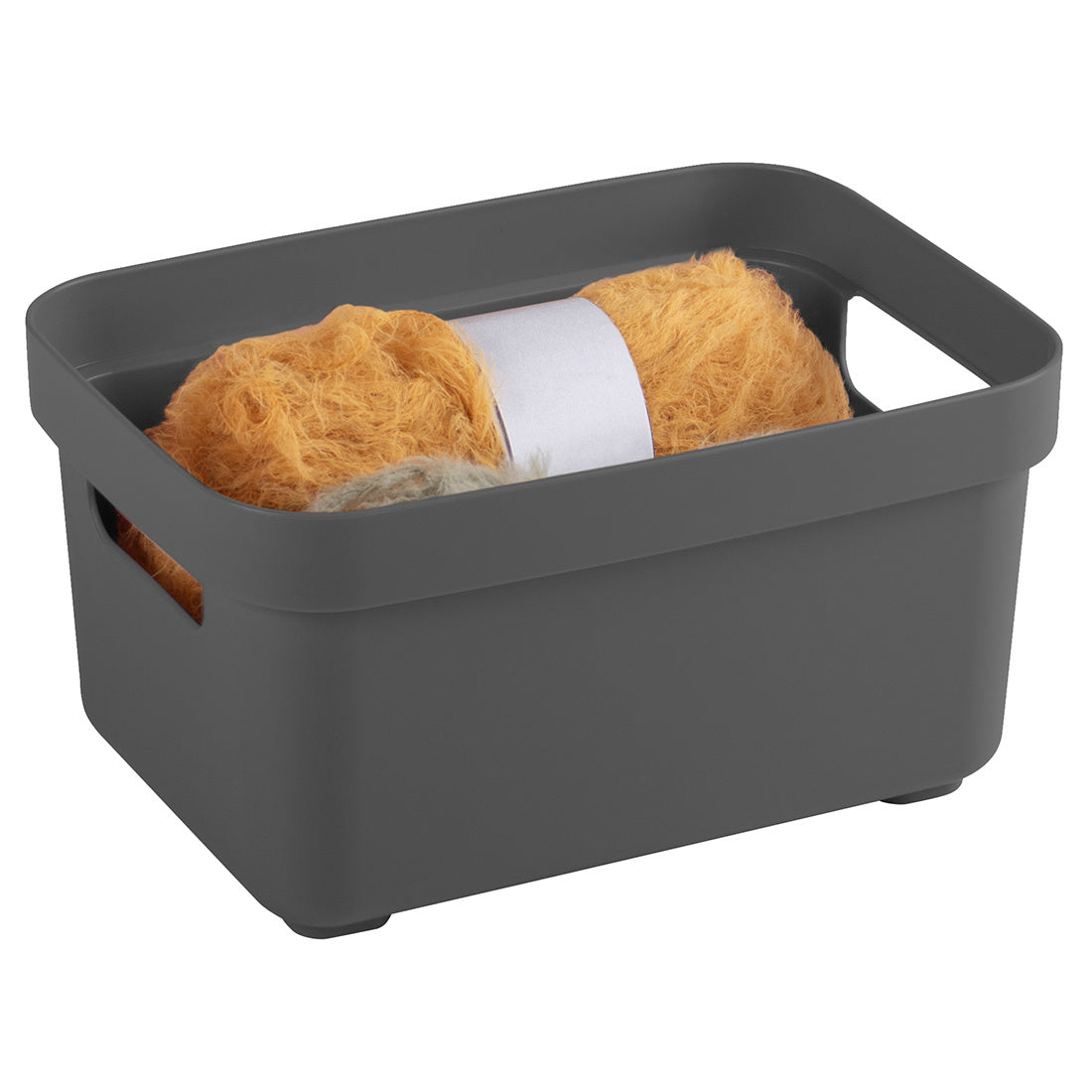 Sigma home Aufbewahrungsbox 2,5 L (ohne Deckel) – Kunststoff – Anthrazit – stapelbar, mit Griff