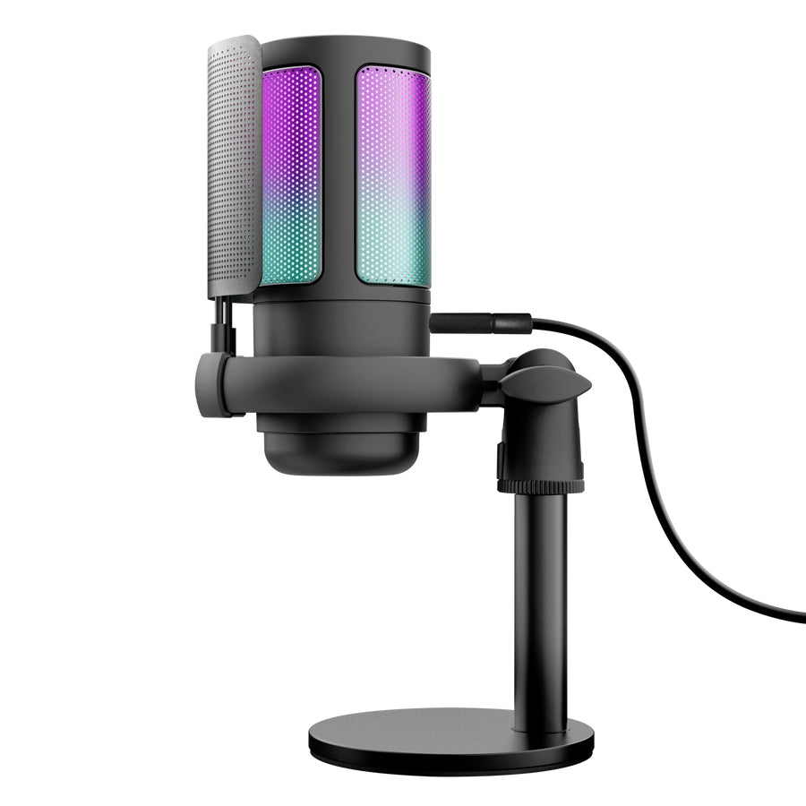 Trust GXT238 – Tischmikrofon – USB-A/USB-C/3,5 mm Klinke, Niere, 16 Bit/48 kHz, für PC/Laptop/PS5, Schwarz