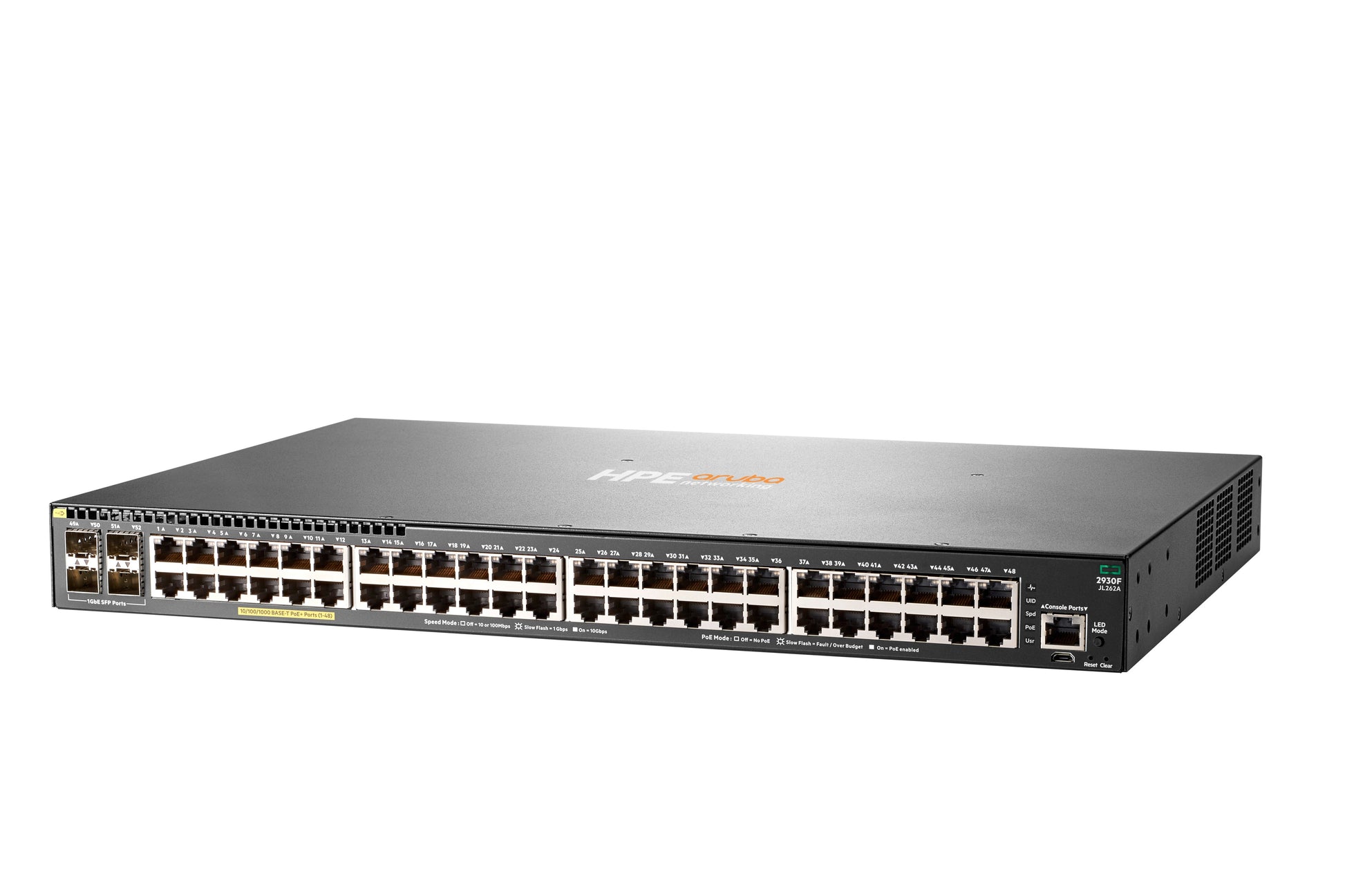 HPE Aruba 2930F-48G – Managed Switch – 48×GbE, 4×SFP, L3, PoE+ 370 W, 1U