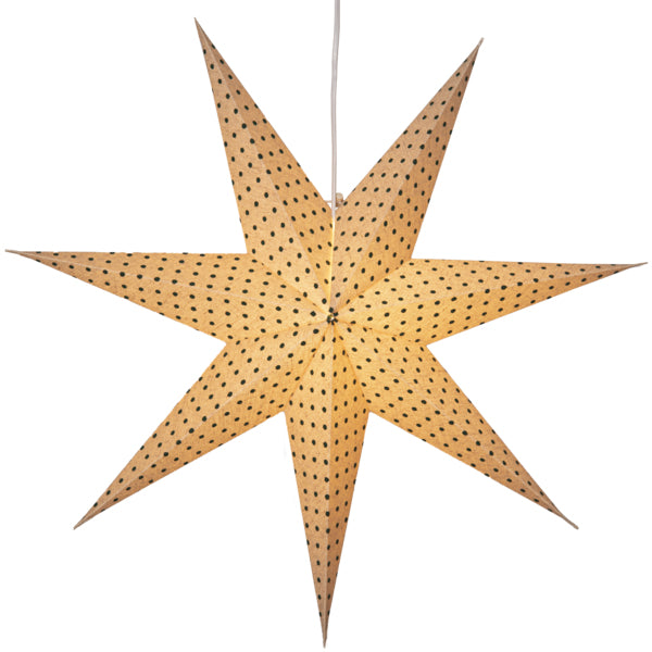 Star Trading Deckenleuchte Papierstern Cotton – 60 × 16 × 60 cm, 25 W, Warmweiss, Beige/Rot, exkl. E14