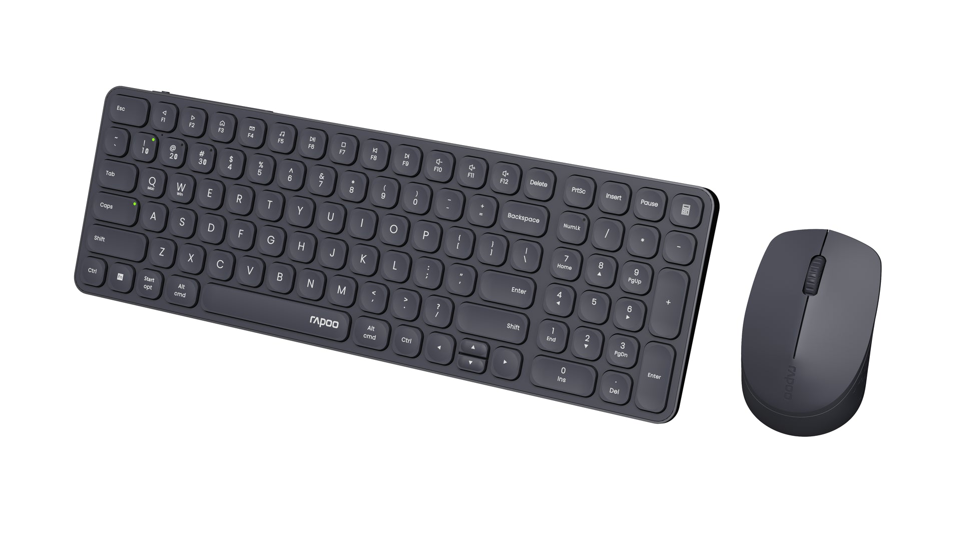 Rapoo 9710M – Tastatur, kabellos (Bluetooth/2,4 GHz), CH-Layout (DE-CH), Fullsize (mit Ziffernblock), grau – f