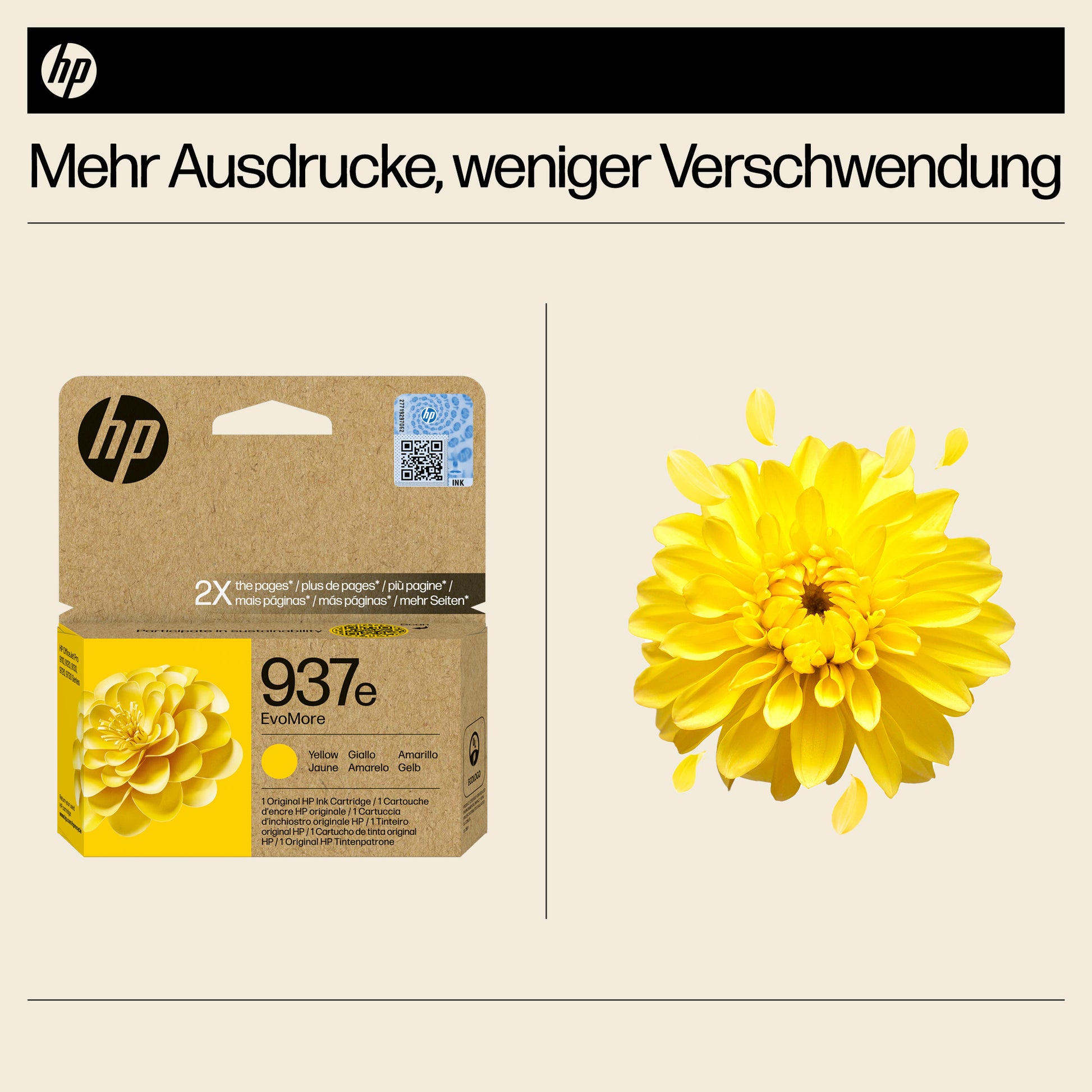 HP 937EXL Gelb Tintenpatrone (Original) – 1'650 Seiten – für HP 937e