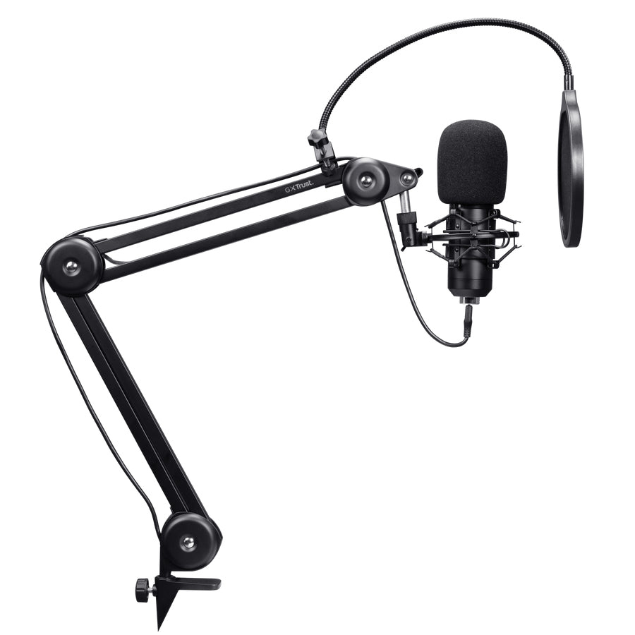 Trust GXT270 Emita II Tischmikrofon – USB-A/USB-C, Kabelgebunden, Niere, für PC, Schwarz