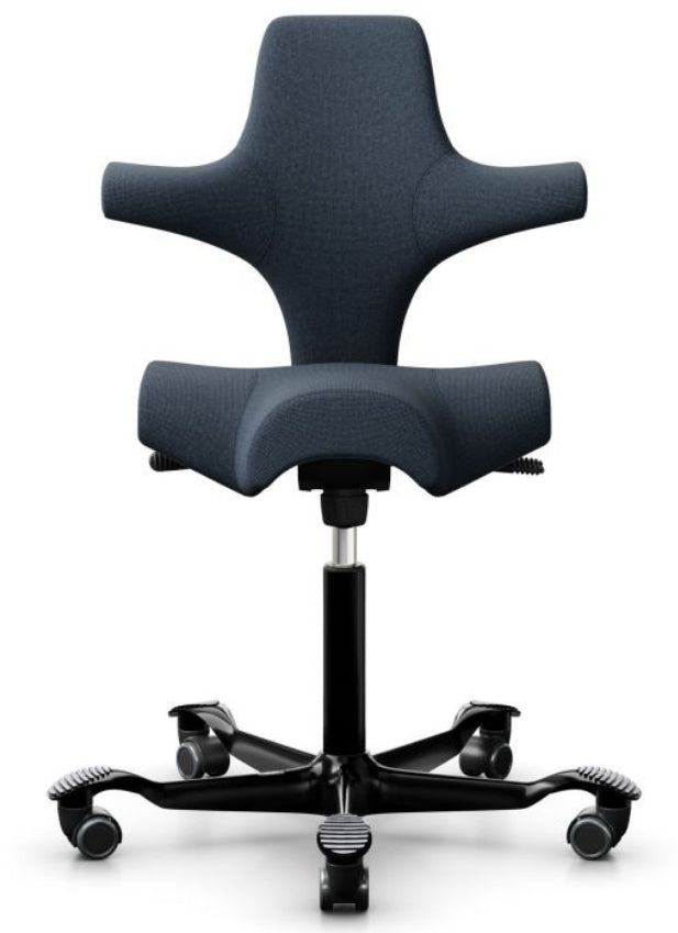 HÅG Bürostuhl Capisco 8106 – 110 kg, schwarz/blaugrau, Aluminium