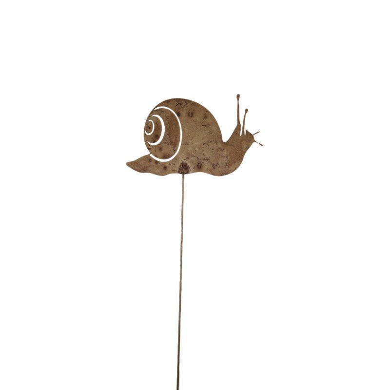 CHALET Gartenstecker Schnecke – Höhe 60 cm – Metall, rostbraun