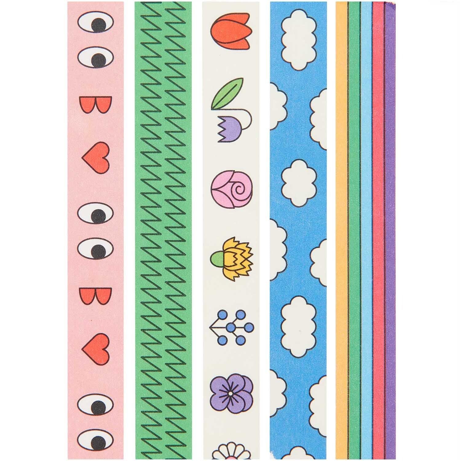 Rico Design Eye Candy Washi Tape – 15 mm × 10 m, mehrfarbig, Papier, wiederablösbar, 5 Rollen