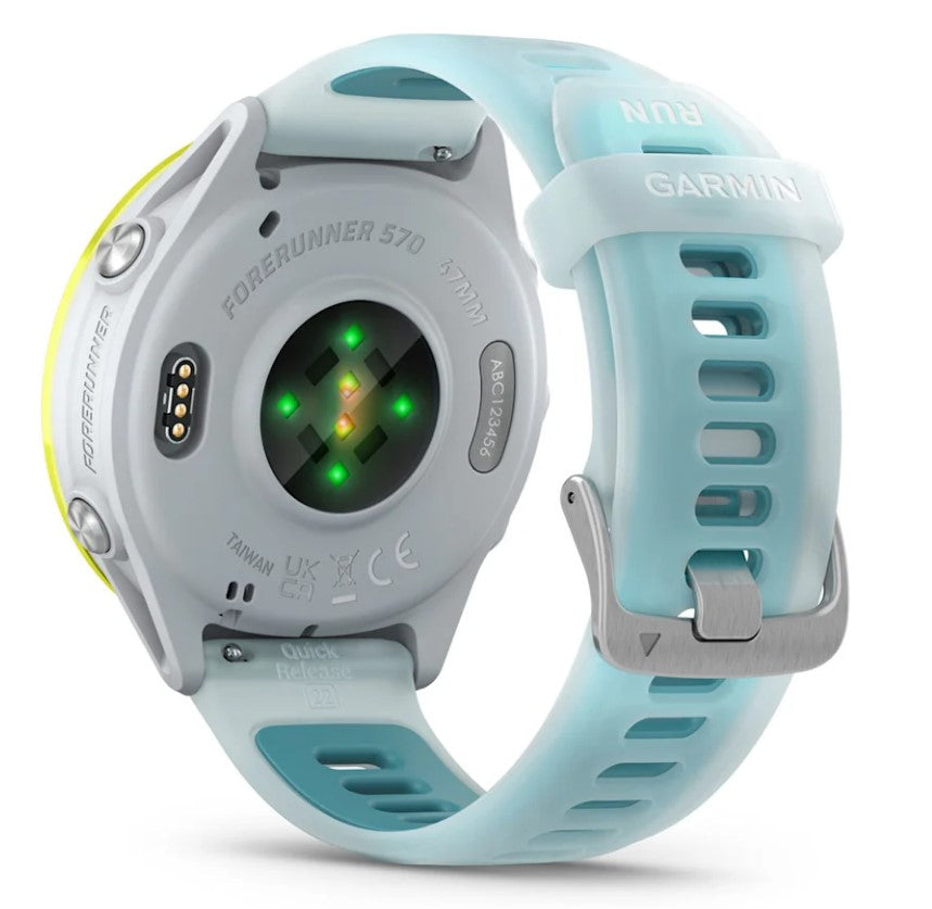 Garmin Forerunner 570 47 mm GPS – Aluminium Weiss, Sportarmband, Blau, 50 m, für Android, iOS