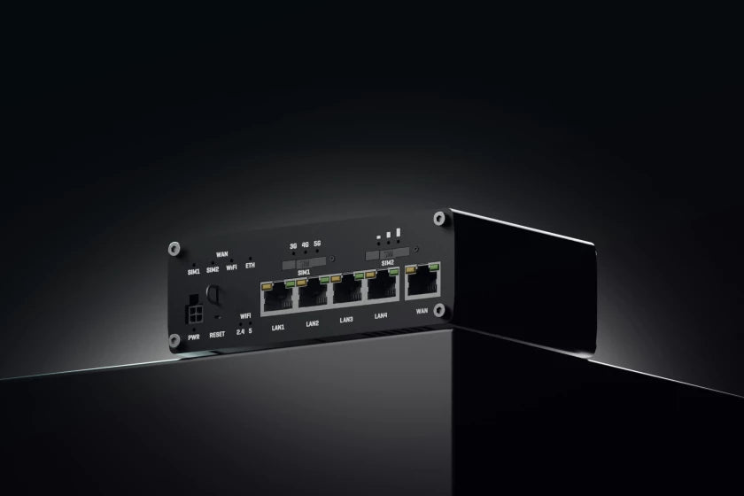 Teltonika Networks RUTM50 – 5G Router, Wi‑Fi 5, Dual‑Band (2,4/5 GHz), 867 Mbit/s, 5× GbE, Dual‑SIM, Schwarz