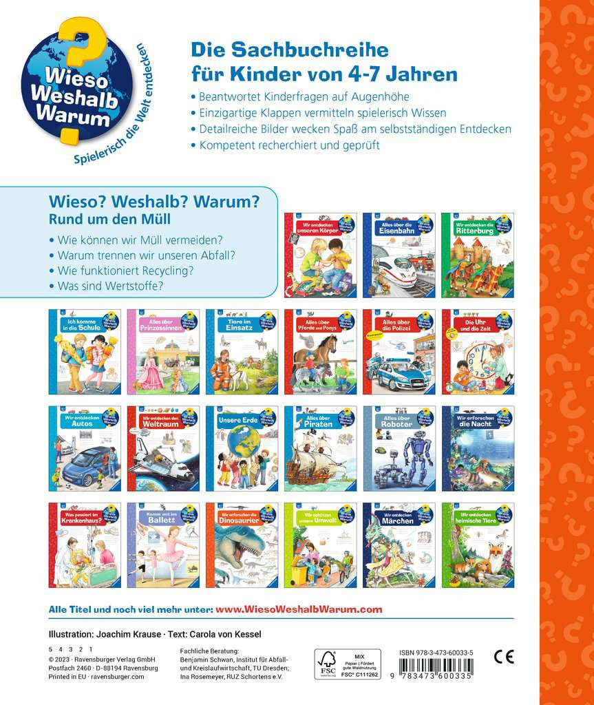 Ravensburger Buch – Wieso? Weshalb? Warum? – Rund um den Müll (Band 74), Spiralbindung, 16 Seiten, ab 4 Jahren