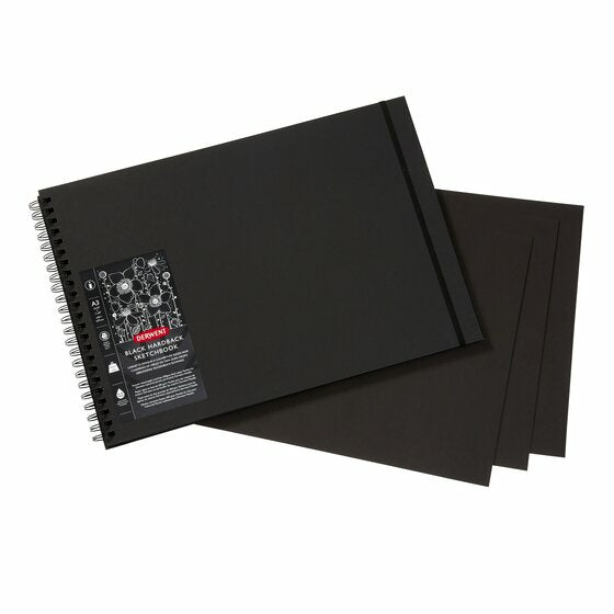 Derwent Spiral-Skizzenbuch – A3 quer – 200 g/m² – Spiralbindung – 40 Blatt – Schwarz