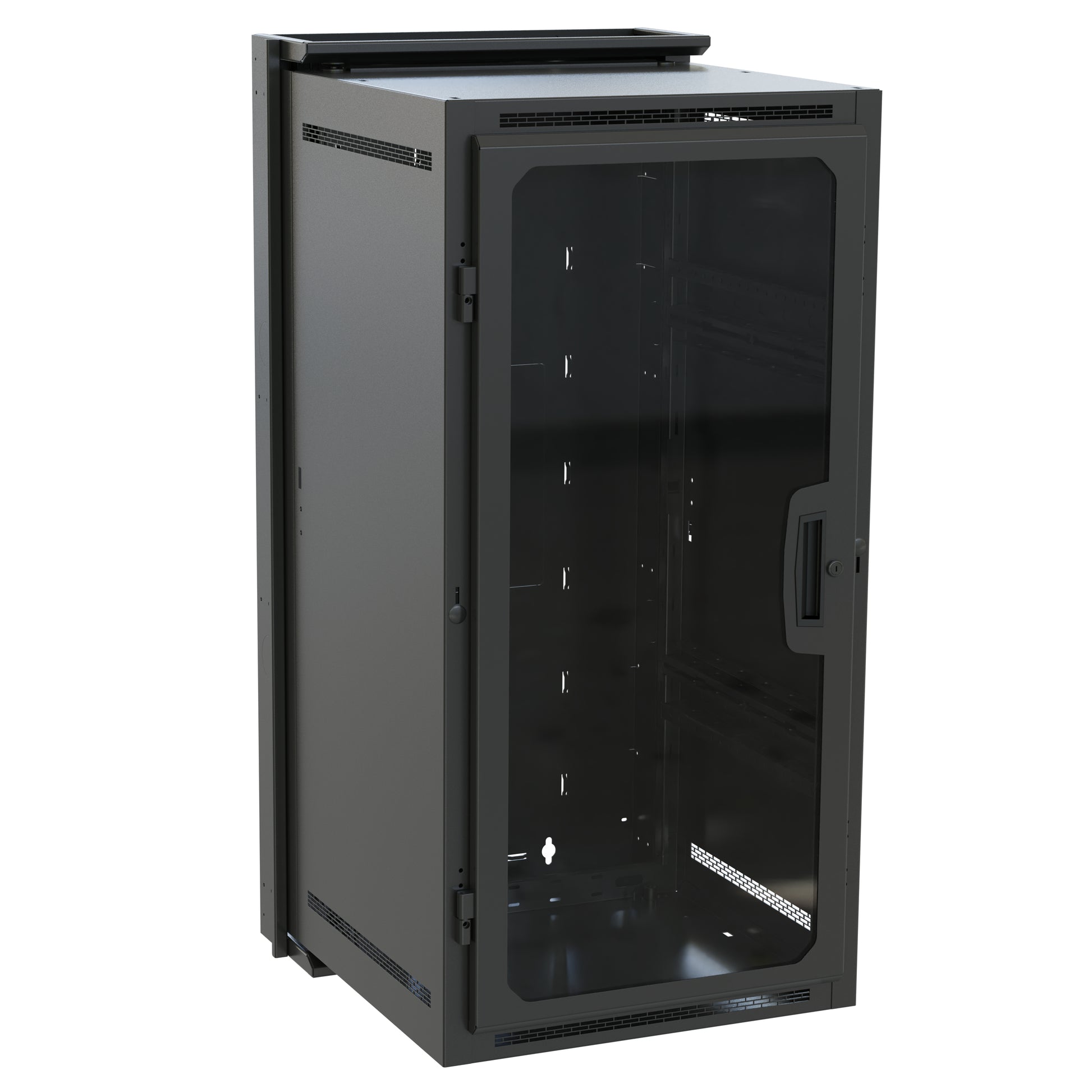 Middle Atlantic DWR-24-26PD – Wandmontiertes 24U Rack, 136,1 kg Traglast, 594,4×668×1245 mm, Stahl, Schwarz