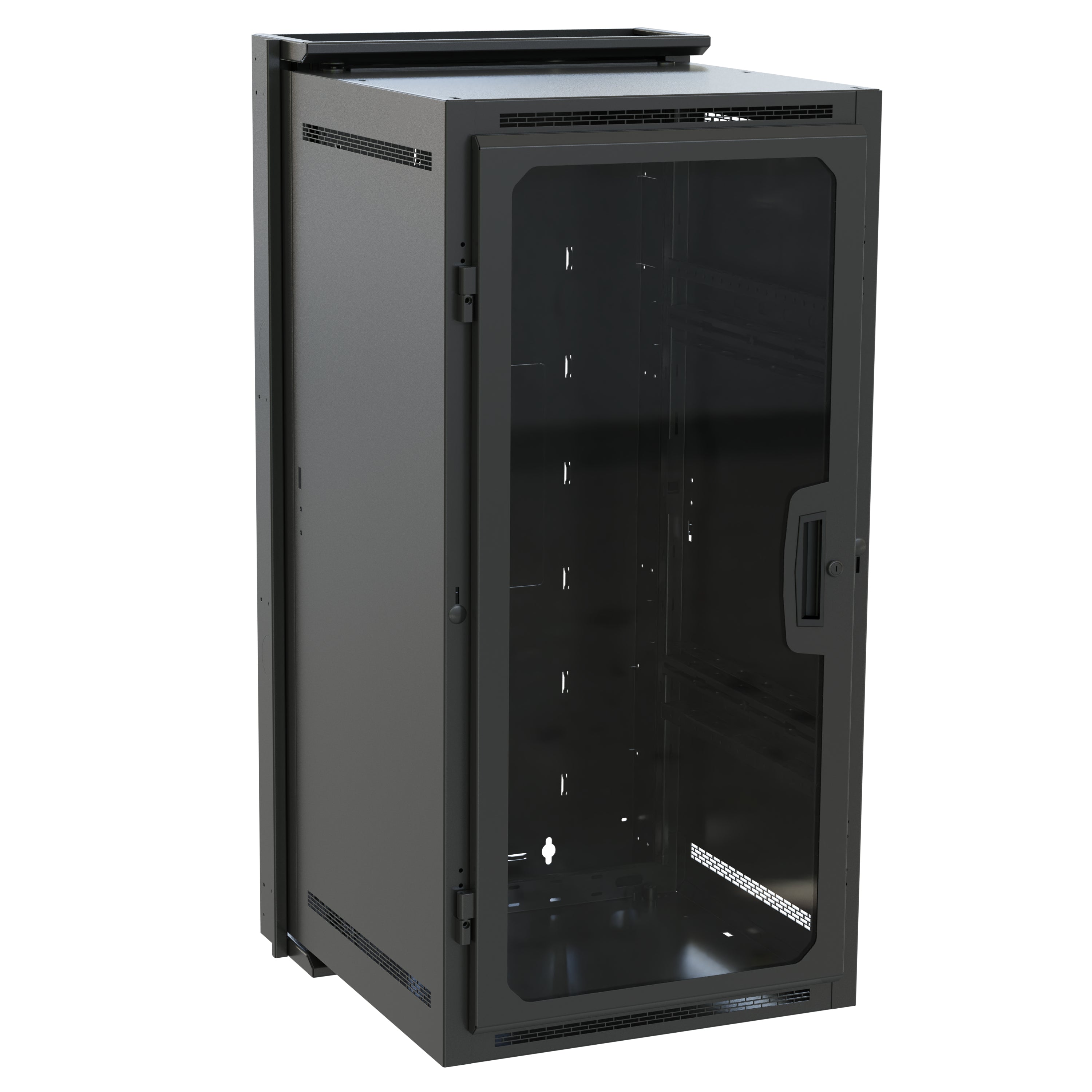 Middle Atlantic DWR-24-26PD – Wandmontiertes 24U Rack, 136,1 kg Traglast, 594,4×668×1245 mm, Stahl, Schwarz