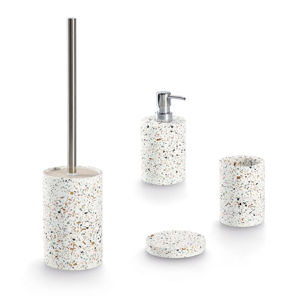 Zeller Present WC-Bürstenset – Zement, mehrfarbig, H 42 cm, Ø 10,3 cm