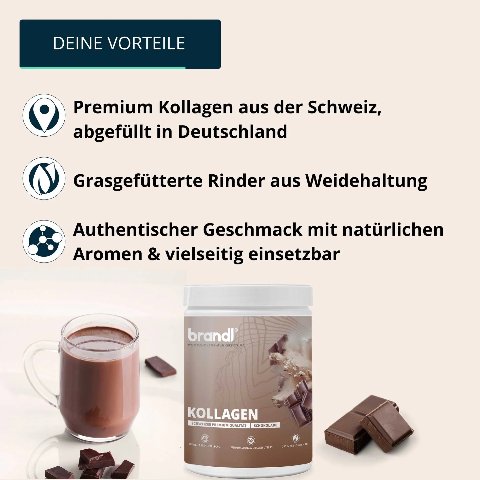 Brandl Nutrition Kollagen Pulver Schokolade – glutenfrei, laktosefrei