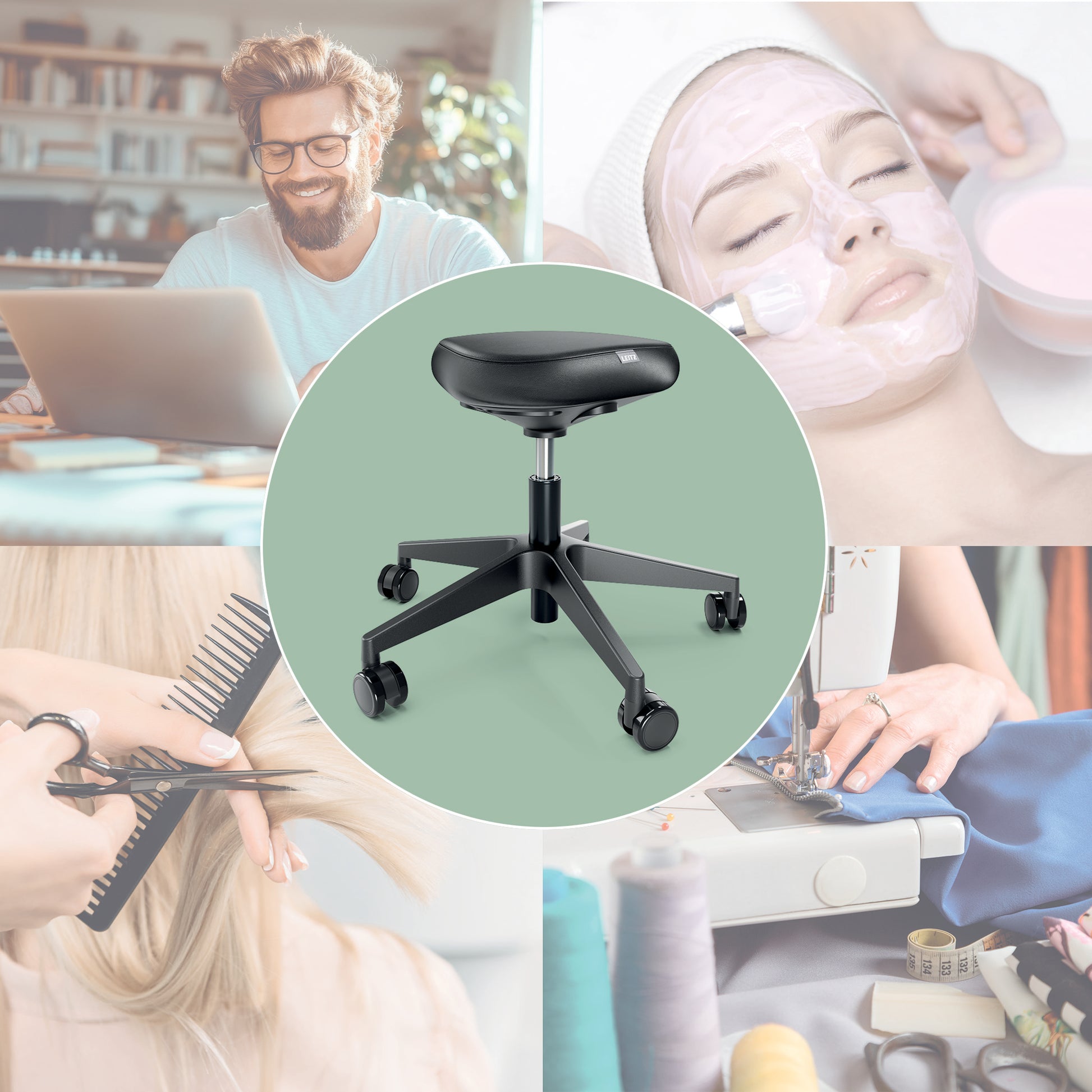 Leitz Hocker Ergo – Sitzhöhe 46–59 cm, 110 kg, schwarz