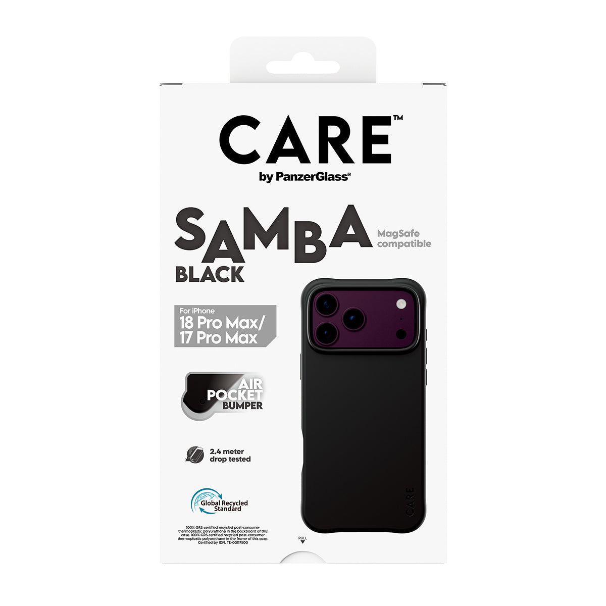 PanzerGlass CARE Samba Backcover – für Apple iPhone 18 Pro Max/17 Pro Max, MagSafe, PU+TPU, schwarz