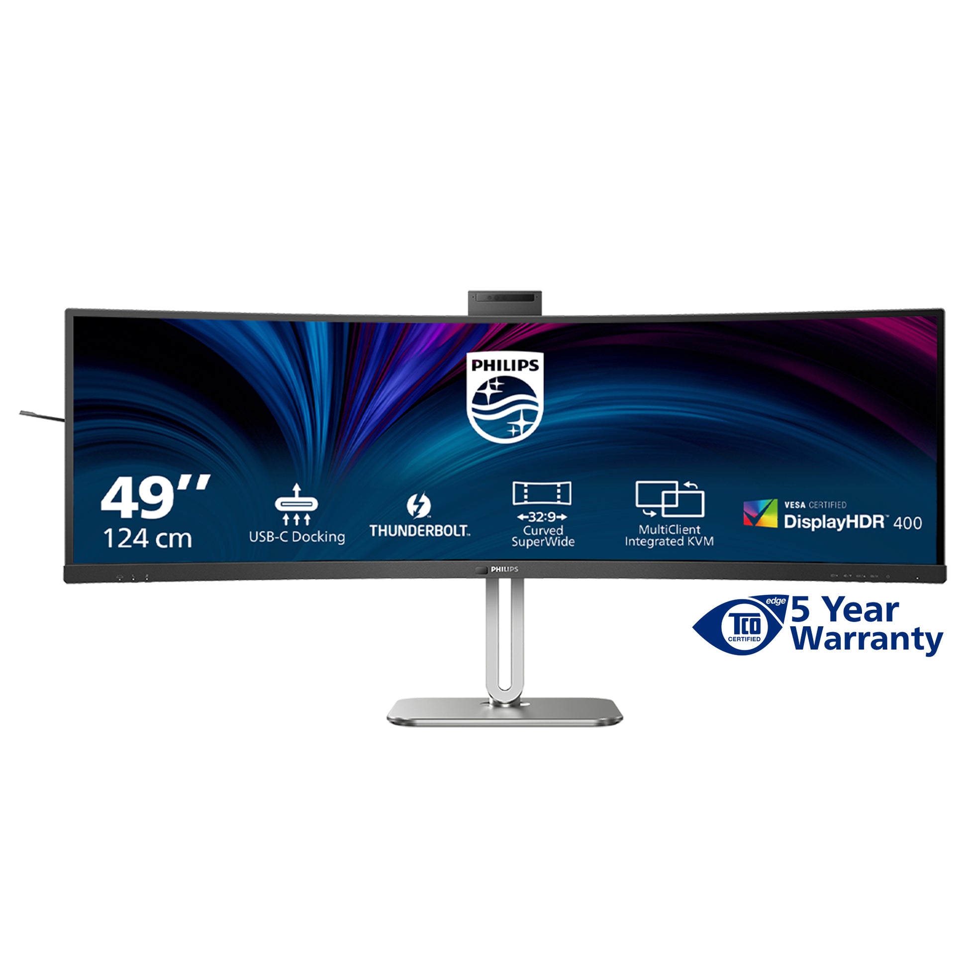 Philips 49B2U6903CH/00 – 49" Curved, 5120 × 1440 (DQHD), VA, 100 Hz, USB‑C 100 W, Thunderbolt 4, Webcam