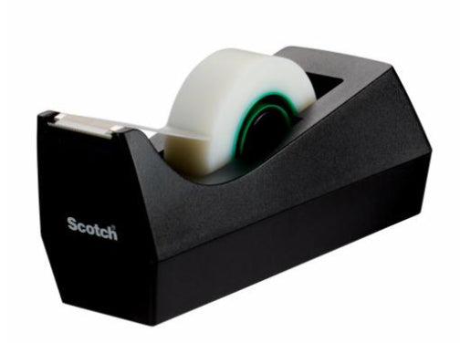 Scotch Tischabroller – für Rollenbreite bis 19 mm, für Bandlänge bis 33 m, Kunststoff, schwarz, inkl. 3 Rollen