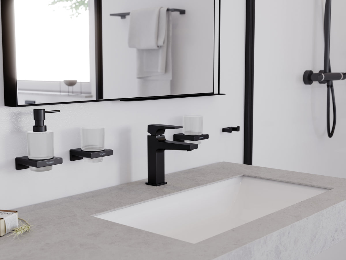 Hansgrohe AddStoris Q Haken – Metall, Matt Schwarz, 22,68 kg, Wandmontiert, 6,6×6,6×2,1 cm