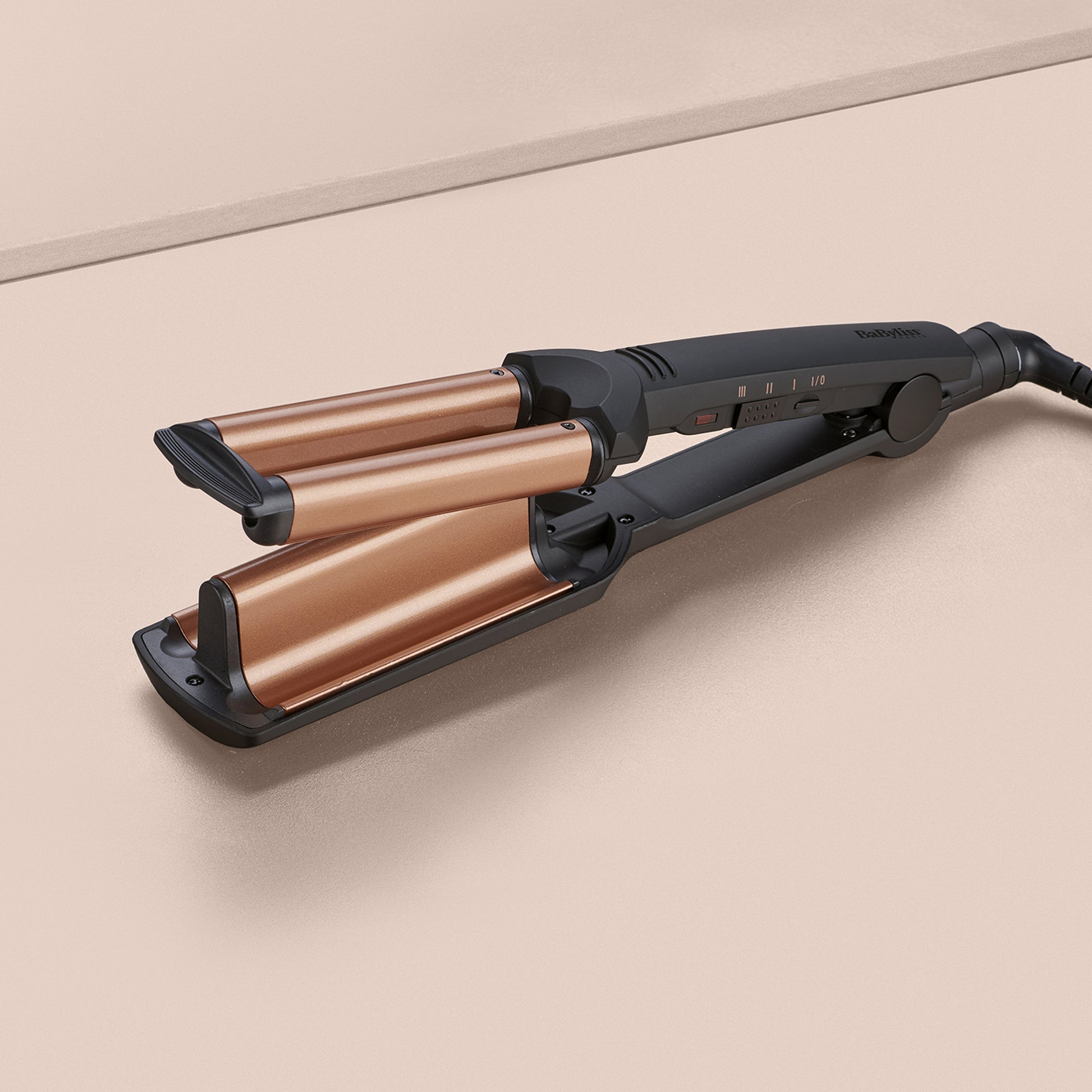 BaByliss Lockenstab W2447E – Keramikbeschichtung, 160–200 °C, 3 Stufen – 2,5 m Kabel – Schwarz/Orange