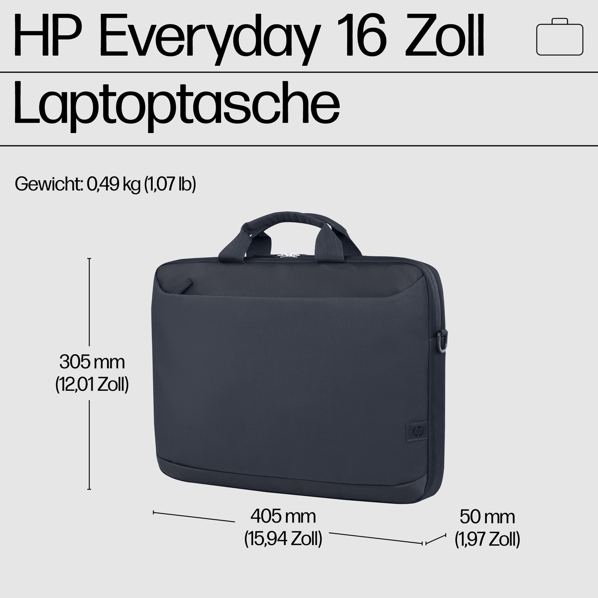 HP Aktentasche 16,1", Polyester, Odyssey Grau, 40,5 × 30,5 × 5 cm