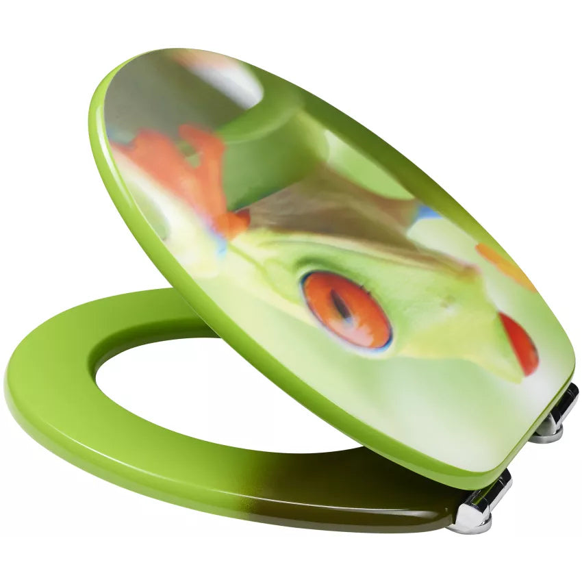 Diaqua Paris 3D Frog – Toilettensitz – MDF, mehrfarbig, mit Deckel, Soft-Close, 37,2 × 44,5 cm