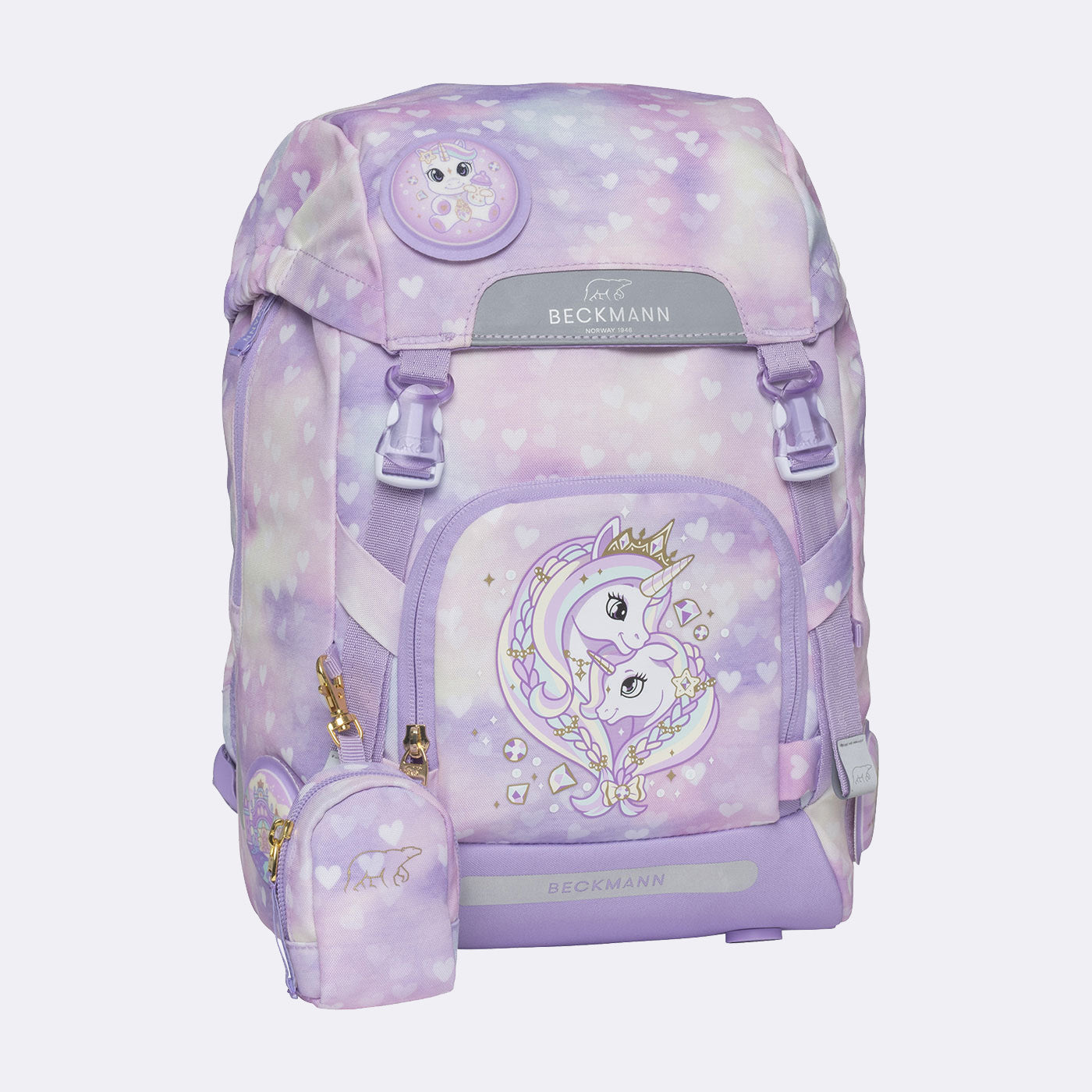 Beckmann Classic – Schulrucksack-Set 6-teilig, Unicorn Princess, 22 l, 24×37×25 cm