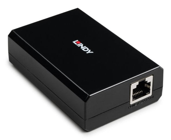Lindy 73474 PoE zu USB-C Splitter – Gigabit, 1× USB-C (PD), 2× RJ-45 (1 In/1 Out), Schwarz