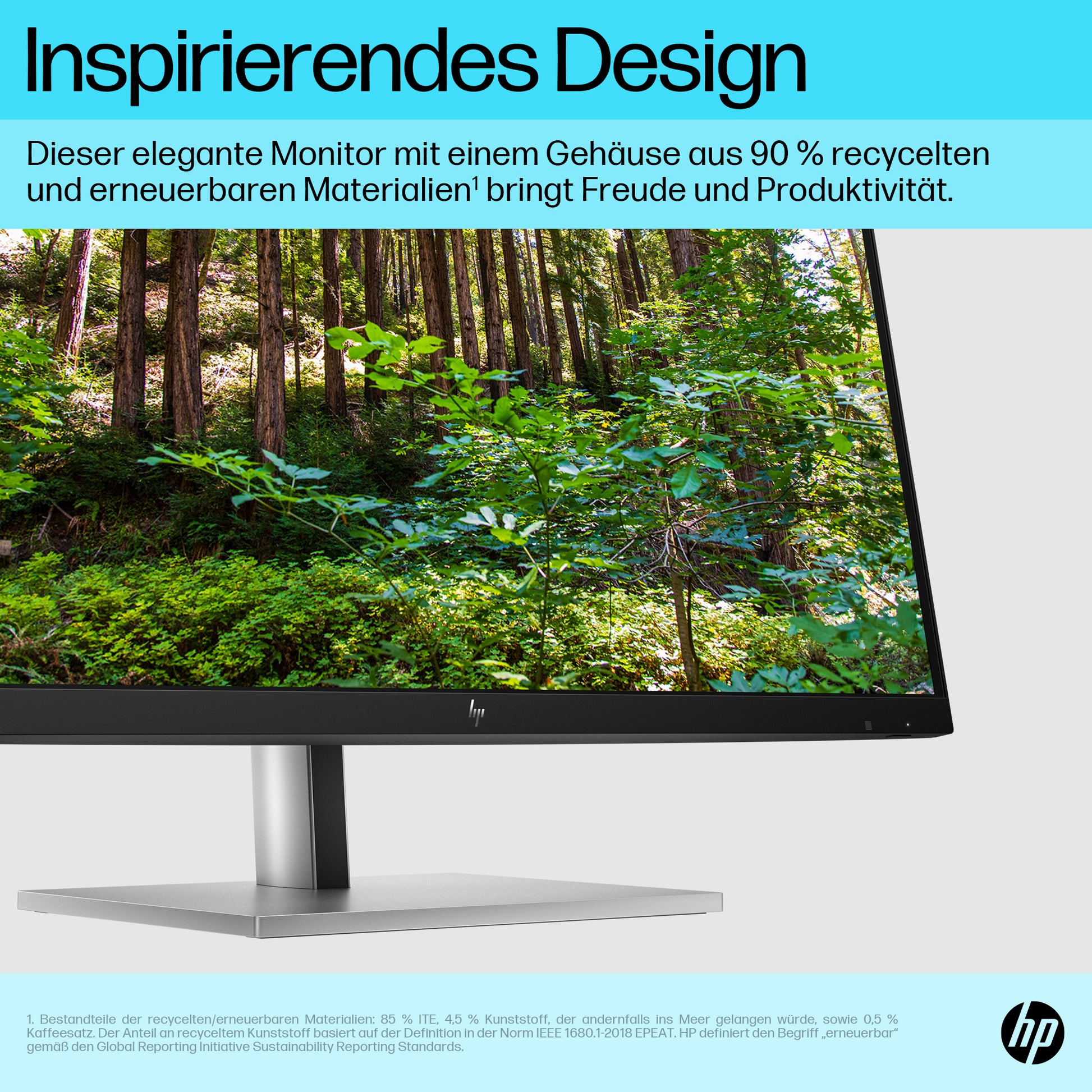 HP E27k G5 – Monitor, 27" 4K UHD (3840 × 2160), IPS, 60 Hz, 350 cd/m², USB-C, Lautsprecher, Schwarz/Silber