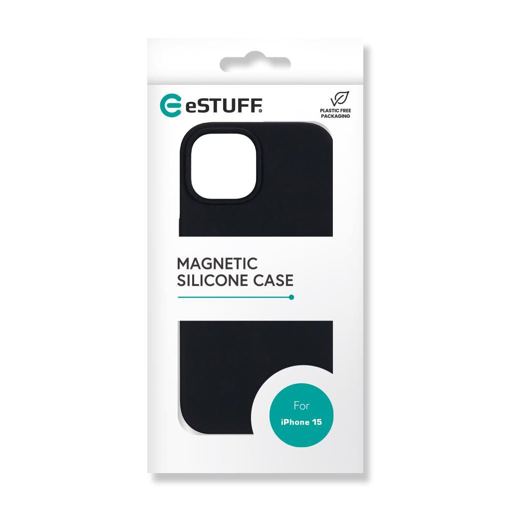 eSTUFF INFINITE ROME (GRS) Backcover – für Apple iPhone 15, MagSafe, Mikrofaser+PC+Silikon, schwarz