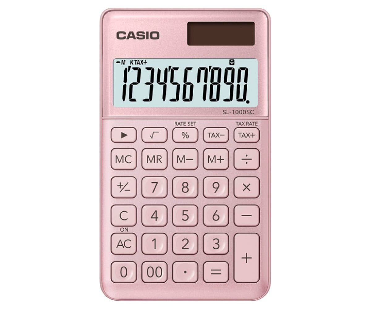Casio Taschenrechner SL-1000SC – 10-stellig – Solar/Batterie – Pink