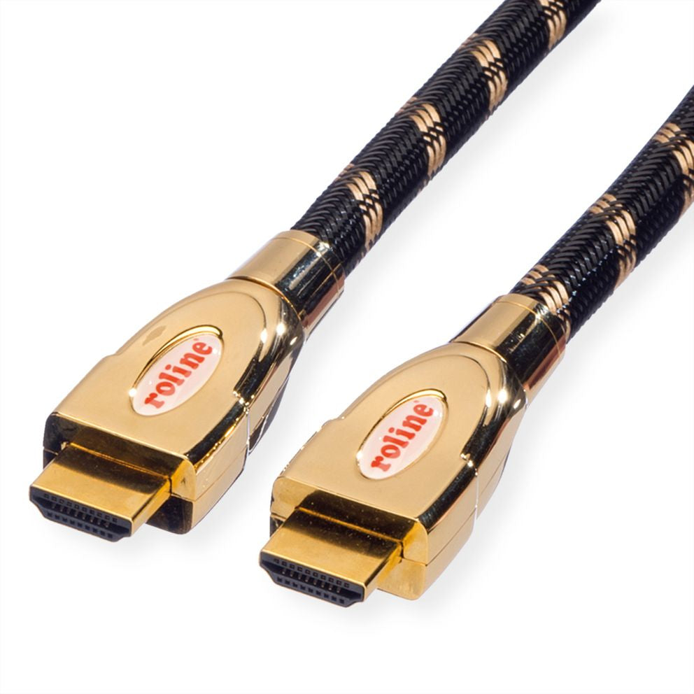 ROLINE HDMI Kabel HDMI 2.0 4K 60 Hz – 1 m – ARC, Ethernet – Schwarz/Gold