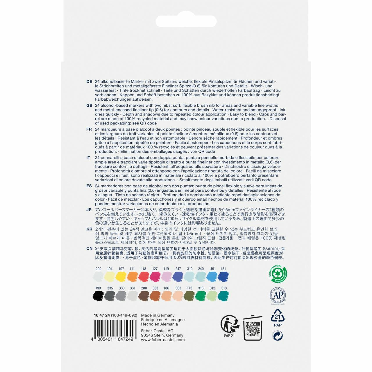 Faber-Castell Goldfaber Sketch Marker Permanentmarker – Rundspitze 0,6 mm – Mehrfarbig, 24er-Set
