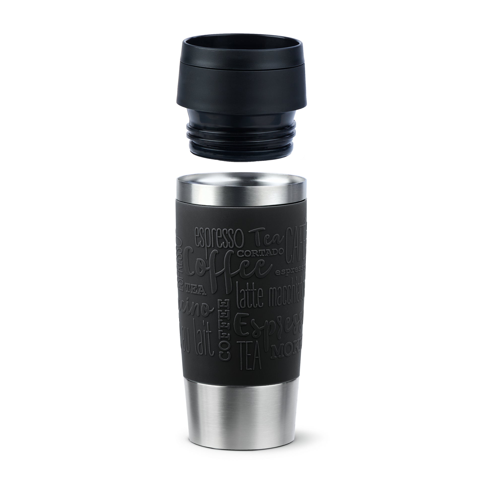 EMSA Travel Mug Classic Thermobecher 360 ml – doppelwandig 4 h heiss/8 h kalt, Edelstahl, schwarz
