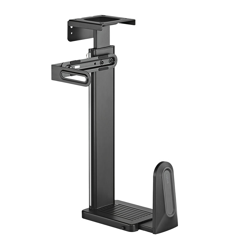 LogiLink EO0073 – PC-Halterung unter Tisch – verstellbar (B 400–520 mm, H 480–656 mm), Tragkraft 20 kg, Schwarz