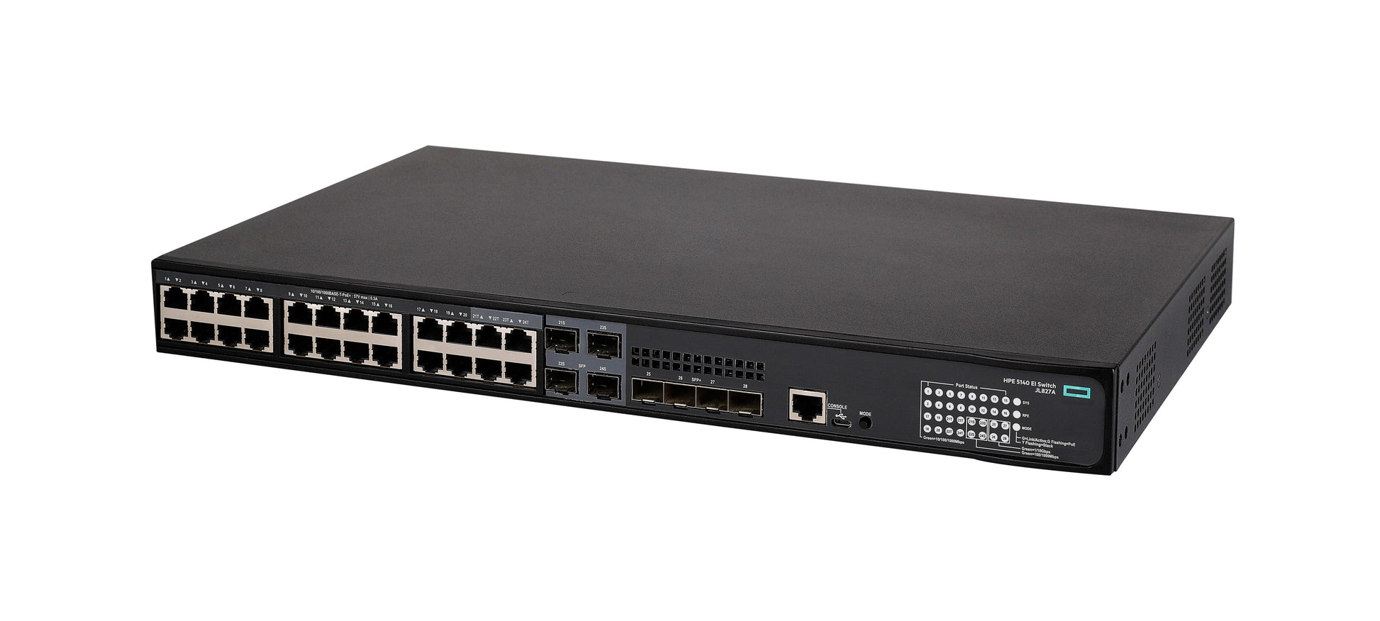 HPE JL827A – Managed Switch – 24×GbE, 4×SFP+, L3, PoE+ 370 W, 1U