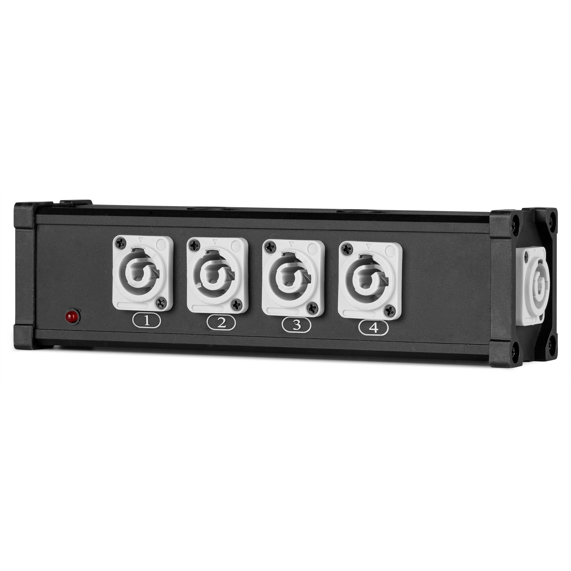 PD-Connex PSB25 – Schaltzwischenstecker, 1× Powercon In / 5× Powercon Out, 5 Schalter, Schwarz
