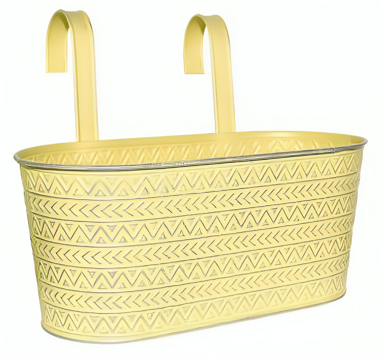 Dameco Topfpflanzer – hängend, 16 × 33 × 14 cm, Hakenhöhe 26 cm, 4-teilig – Metall, Gelb