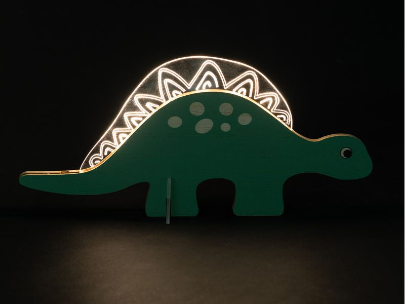 COCON Tischleuchte Dino Holz – LED integriert, warmweiss, batteriebetrieb (2× AA), laufzeit 6 h – Weiss